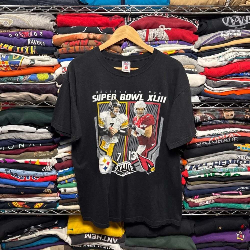 Vintage Super Bowl XLIII Steelers vs Cardinals Believe In Now T-Shirt XL